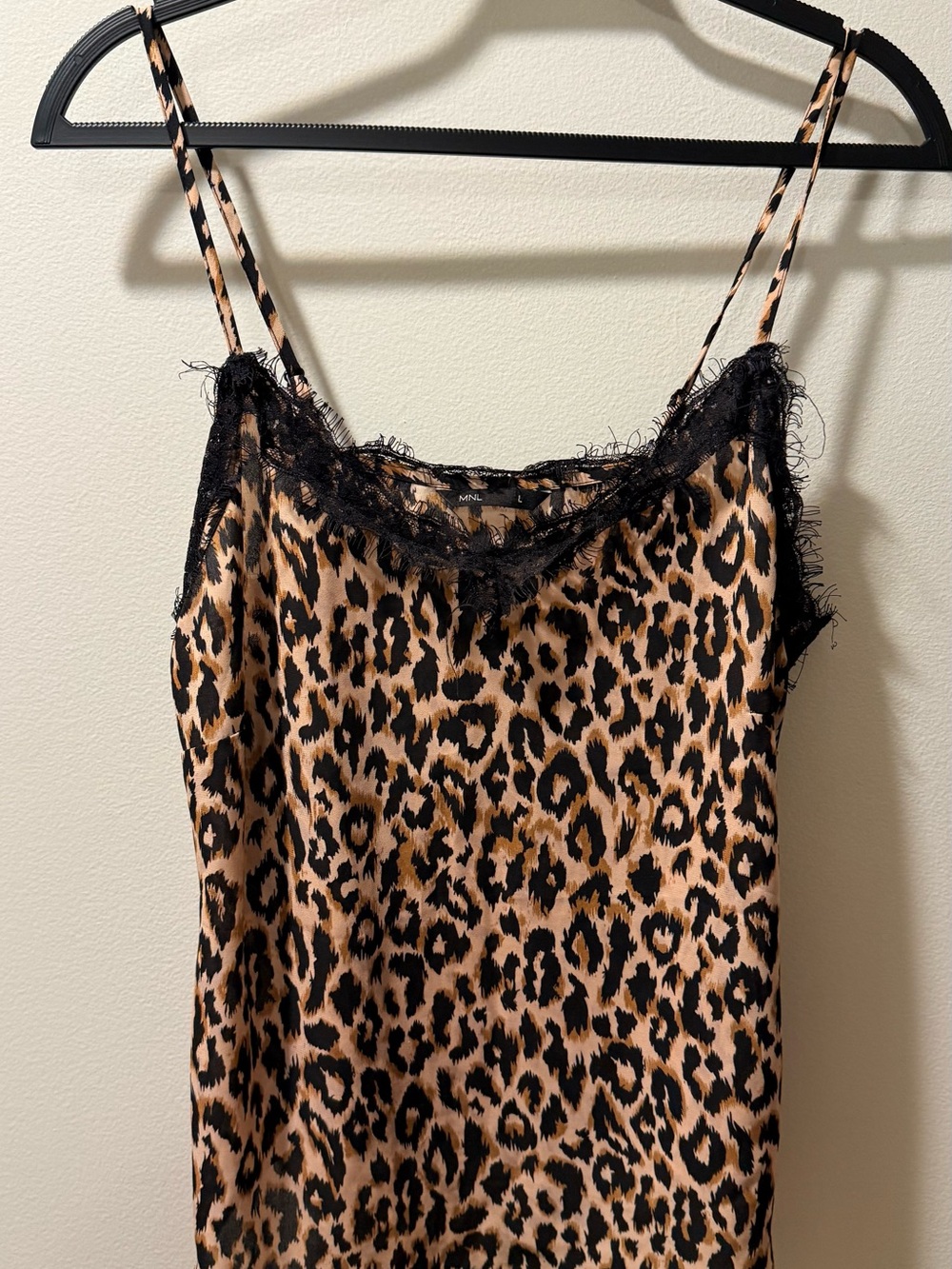 Corona Leopard Print Lace-Trim Cami - Black/Tan